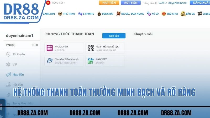 Hệ thống thanh toán thưởng minh bạch và rõ ràng