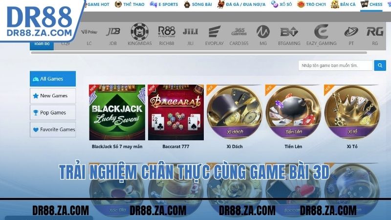 Trải nghiệm chân thực cùng game bài 3D