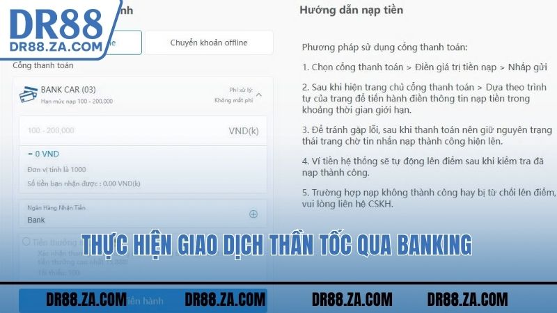 Thực hiện giao dịch thần tốc qua banking